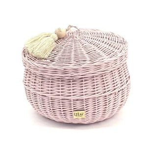 WIKLINOWY KOSZ BUBBLE L BABY PINK