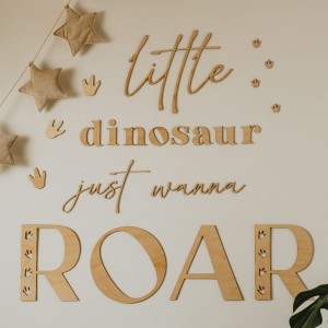 Drewniany napis na ścianę Roar - pokój dla fana dinozaurów