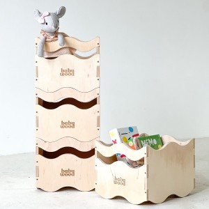DREWNIANA SKRZYNIA NA ZABAWKI WAVE - BABYWOOD