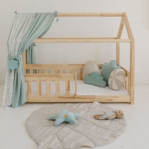 Muślinowa zasłonka / baldachim do łóżka domek Boho Mięta - Moi Mili