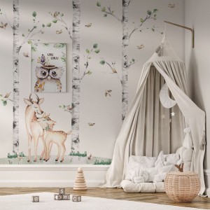 NAKLEJKI NA ŚCIANĘ BRZOZY I PARA JELONKÓW - YOKO DESIGN