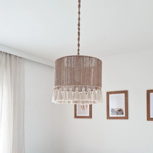 LAMPA SUFITOWA BEŻOWA Z FRĘDZLAMI - MARMYS FELT STUDIO