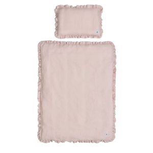 Pościel lniana z falbanką 100x135 cm dusty pink - Bellamy