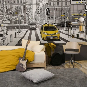 TAPETA DLA CHŁOPCA NEW YORK YELLOW - MALUMI