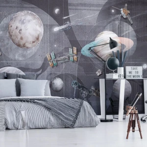 TAPETA DLA DZIECKA GALAKTYKA SPACE ZONE GREY - MALUMI