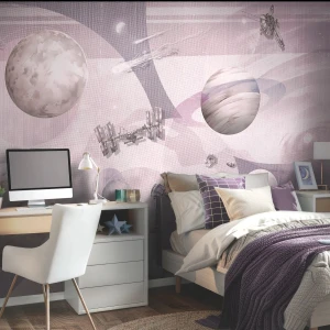 TAPETA DLA DZIECKA GALAKTYKA SPACE ZONE LAVENDER - MALUMI