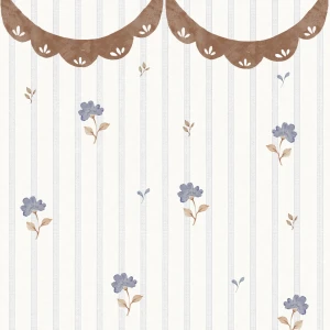 TAPETA DELICATE RETRO FLOWERS WITH ORNAMENTS - DEKORNIK