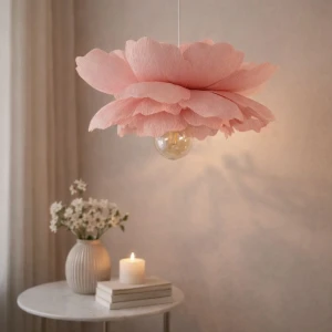 LAMPA SUFITOWA DLA DZIEWCZYNKI KWIAT PEONIA JASNO RÓŻOWA - MARMYS FELT STUDIO