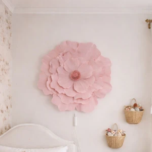 LAMPA NOCNA NA ŚCIANĘ KWIAT PEONIA JASNY RÓŻ - MARMYS FELT STUDIO
