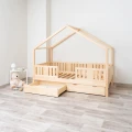 łóżko domek drewniane z szufladami