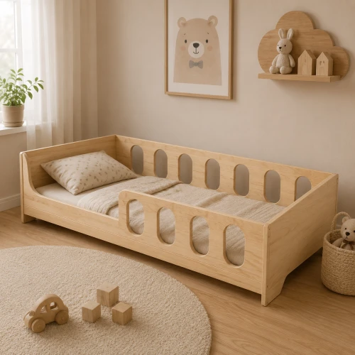 DREWNIANE ŁÓŻKO DZIECIĘCE MONTESSORI