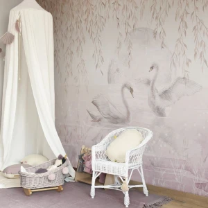 TAPETA DLA DZIEWCZYNKI ŁABĘDZIE AMORE MIO DAY DESERT ROSE - MALUMI