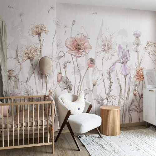 Tapeta dziecięca Spring Joy Green – kwiatowa łąka