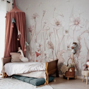TAPETA DLA DZIEWCZYNKI SPRING JOY WHITE - MALUMI