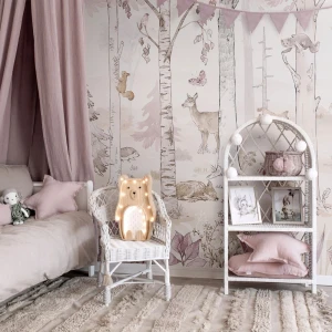 MURAL HELLO RABBIT PINK TAPETA LEŚNA DLA DZIECKA - MALUMI
