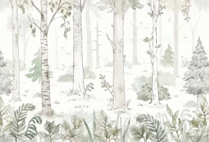 MALUMI MURAL HELLO FOREST WHITE - PRÓBKA TAPETY
