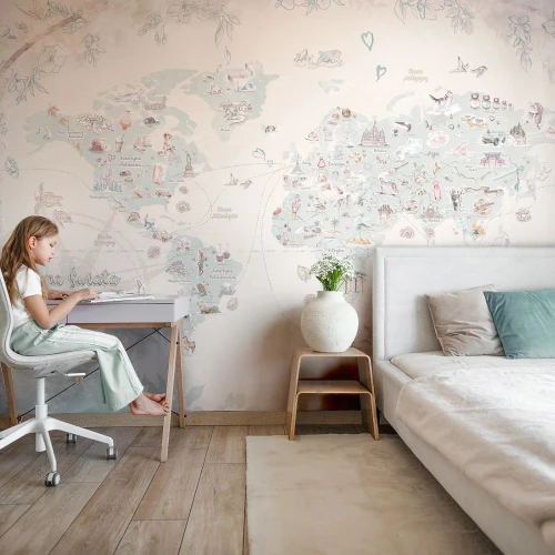 Edukacyjna tapeta z mapą świata