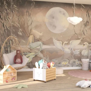 DEKORILLO MURAL MERMAID LAKE TAPETA Z SYRENĄ BEŻOWO-BRĄZOWA - PRÓBKA TAPETY  