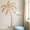 Drewniana lampka LED Dinozaur do pokoju dziecka z pilotem