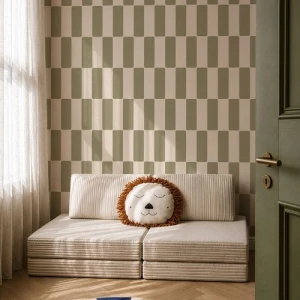TAPETA DZIECIĘCA KLOCKI RETRO OLIWKOWA - DEKORILLO