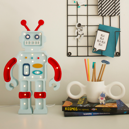 lampka little lights robot błękit czerwień
