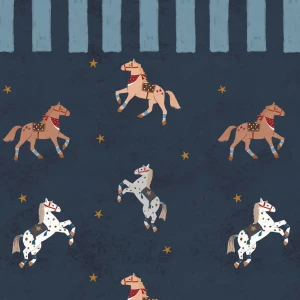 Tapeta Konie Spanish Horses with Border Blue – Dekornik
