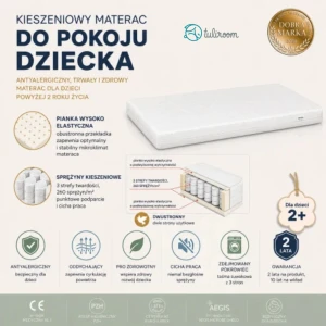 Materac kieszeniowy dziecięcy 90x200 cm HEVEA Junior Box