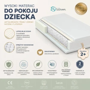 Materac kieszeniowy dziecięcy 90x200 cm HEVEA Junior Box Lateks