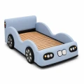 Nowoczesne łóżko samochód RACER MINI z miękką tapicerką i drewnianym stelażem