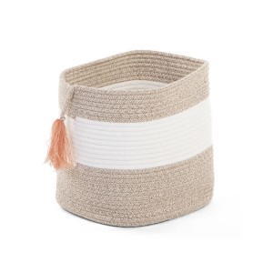KOSZ PLECIONY SZNURKOWY 28x27 CM WHITE/BEIGE - CHILDHOME