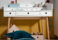 Biurko Wood Luck Design River Biały z funkcjonalną nadstawką i szufladami