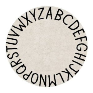 DYWAN DZIECIĘCY ROUND ABC NATURAL BLACK 150 cm - LORENA CANALS