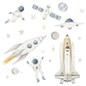 NAKLEJKA NA ŚCIANĘ RAKIETY I ASTRONAUCI - YOKO DESIGN