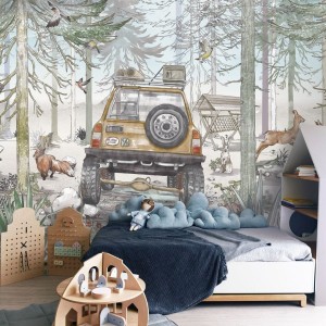 TAPETA DLA CHŁOPCA Z AUTEM TERENOWYM JEEP TRIP - MALUMI