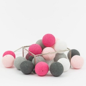 Girlanda świetlna Cotton Balls Pink Rocks – Wybierz liczbę kul