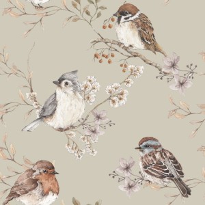 TAPETA BIRDS GREEN - DEKORNIK