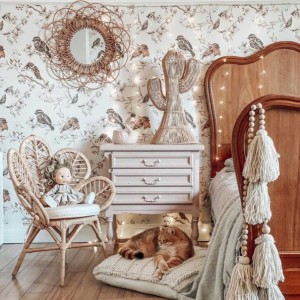 TAPETA BIRDS WHITE-GRAY - DEKORNIK