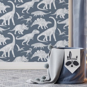 TAPETA DINOZAURY BLUE - PASTELOWE LOVE 