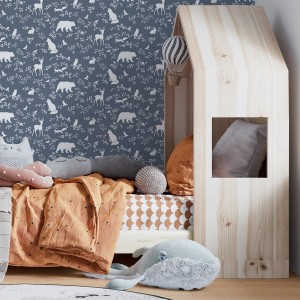 TAPETA FOREST ANIMALS BLUE - PASTELOWE LOVE 