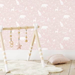 TAPETA FOREST ANIMALS PINK - PASTELOWE LOVE 