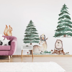 NAKLEJKI NA ŚCIANĘ JELEŃ JEŻ WIEWIÓRKA - YOKO DESIGN