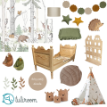 moodboard leśny pokój dziecka