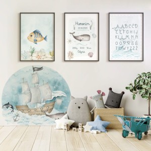 ZESTAW 3 PLAKATY GŁĘBIA OCEANU METRYCZKA - YOKO DESIGN
