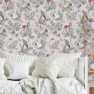 TAPETA WOODLAND PINK - PASTELOWE LOVE 