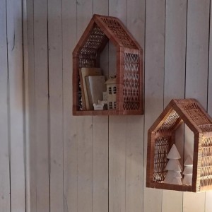 PÓŁKI DOMKI WIKLINOWE KOMPLET NATURALNY