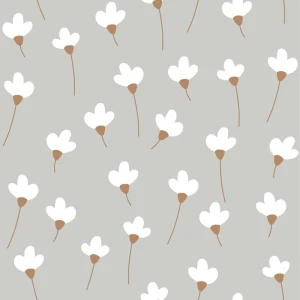 TAPETA SIMPLE DAISIES ON GRAY - DEKORNIK