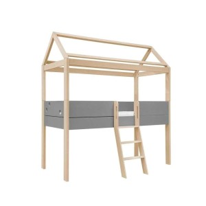 INMONDO - DREWNIANE ŁÓŻKO DOMEK FUNFLEX SZARE