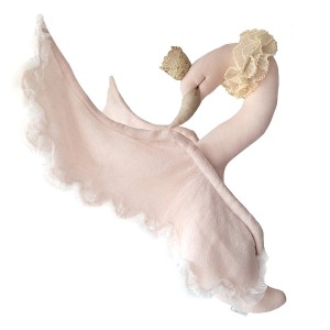 LOVE ME DECORATION - LINEN SWAN WITH LACE DELICATE POWDER