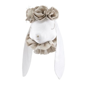 LOVE ME DECORATION - LINEN RABBIT WITH BEIGE FLOWERS