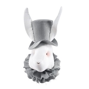 LOVE ME DECORATION - LINEN RABBIT WITH A GRAPHITE HAT